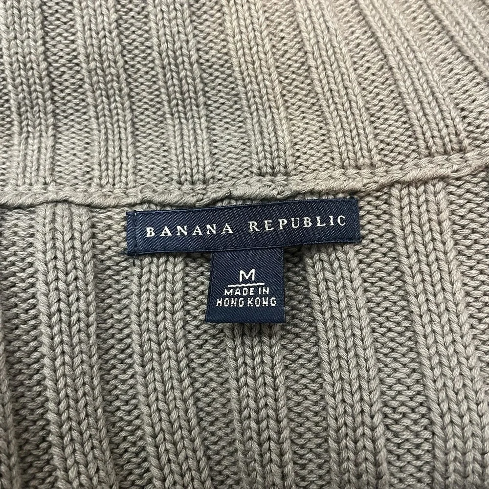 Banana Republic Men's‎ Medium Mock Neck Knit Sweater 1/4 Zip  100% Cotton VTG